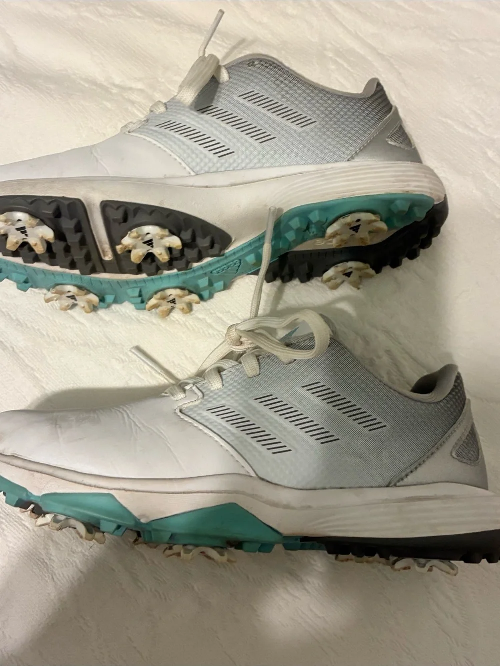 adidas Youth size 2 1/2 White cleats.